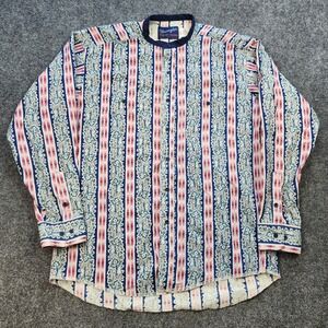 Vintage‎ Wrangler Western Shirt Mens 16.5x35 Paisley Striped Band Collar Rodeo